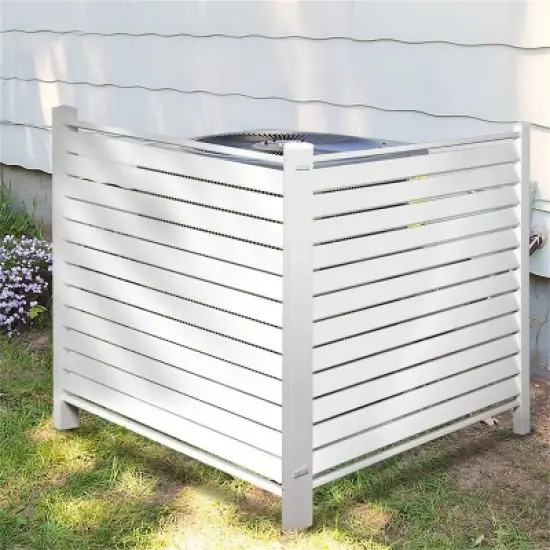 Lirago Horizontal Stripe Vinyl Privacy Fence Panel 48 x 48 in. White image {6}