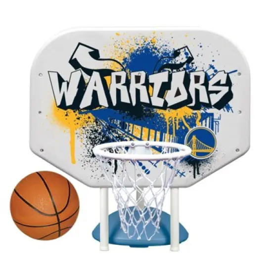 Poolmaster Graffiti Collection NBA Golden State Warriors Poolside Hoop Set Durable All-Weather Base image {6}
