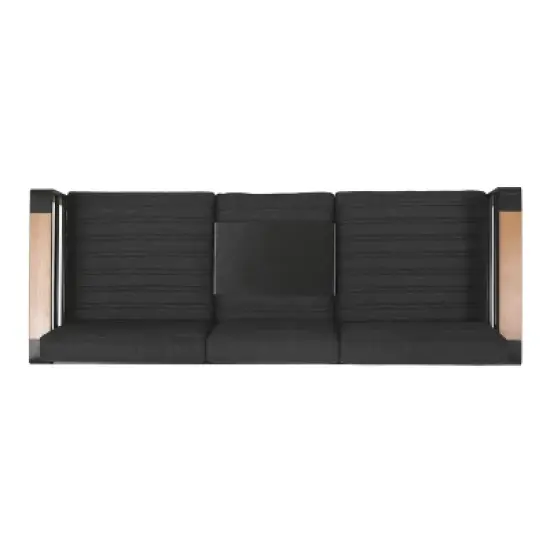Christopher Knight Home Outdoor Aluminum 3 Seater Sofa with Water Resistant Cushions, Black Natural/Dark Gray image {4}