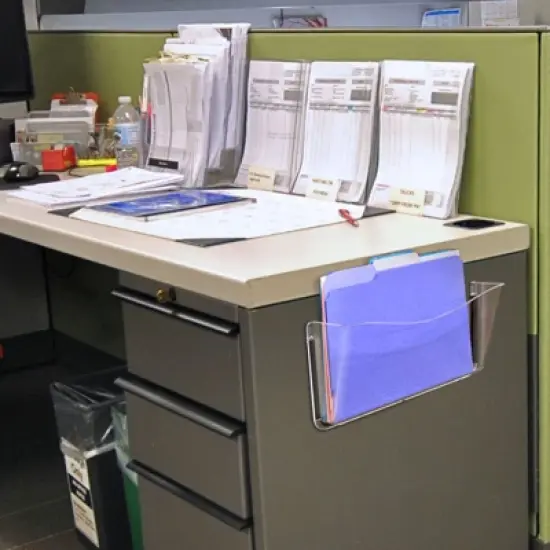 Azar Displays Clear Plastic Wall Mount File Holder with Magnets, 4-Pack image {3}