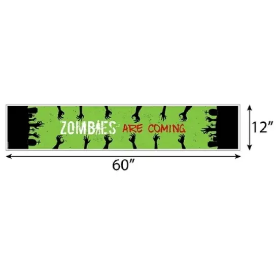 Big Dot of Happiness Zombie Zone - Petite Halloween or Birthday Zombie Crawl Party Paper Table Runner - 12 x 60 inches image {2}