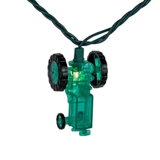 Northlight 10 Green Tractors Clear White String Light Set - 6' Green Wire image {4}