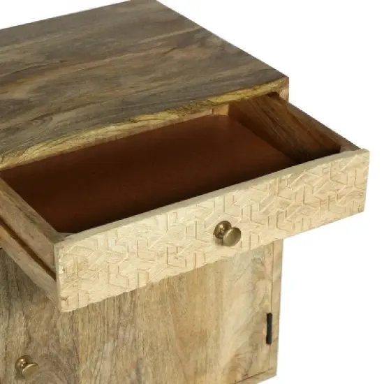 Lytle Boho Handcrafted Mango Wood Nightstand with Storage Natural - Christopher Knight Home image {10}