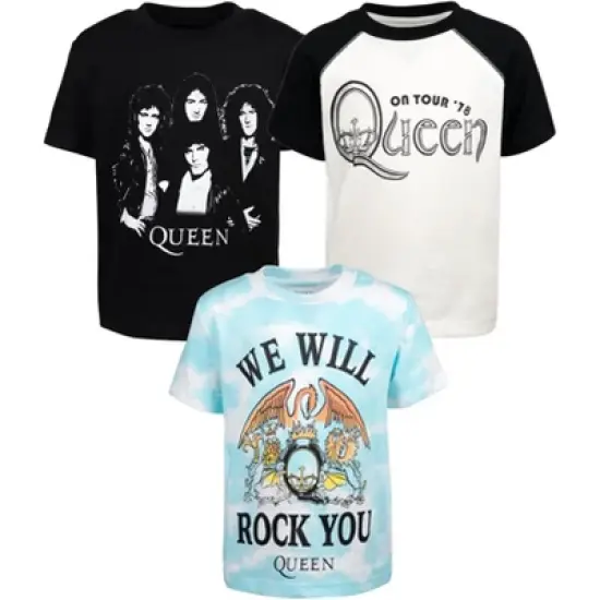 Queen 3 Pack Raglan Graphic T-Shirts Blue/White/Black image {8}