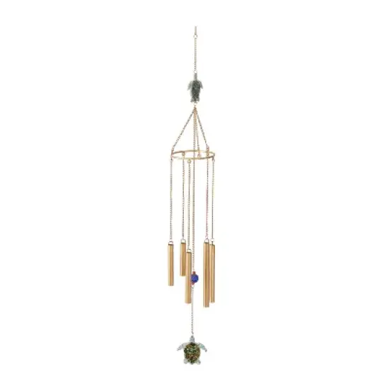 41" Iron Eclectic Turtle Windchime: Coastal Vibes, Easy Hang - Olivia & May image {5}
