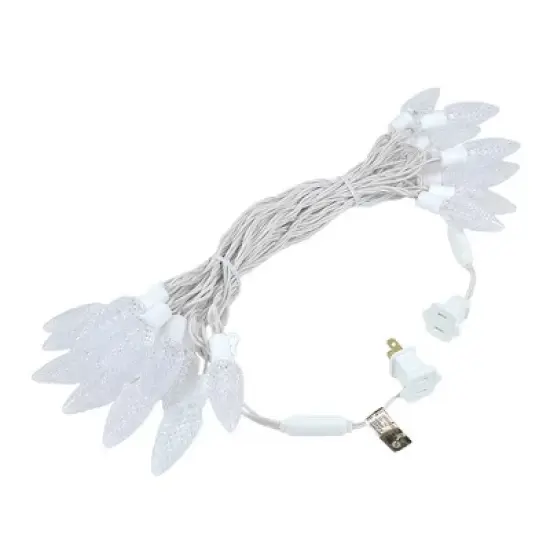 Novelty Lights 25 Feet 25 Light C9 Diamond Faceted LED String Lights, Pre-Lamped Holiday Lights on White Wire, UL Listed, Connectable image {1}