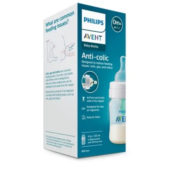 Philips Avent Anti-Colic Baby Bottle with AirFree Vent - Clear - 4oz image {2}