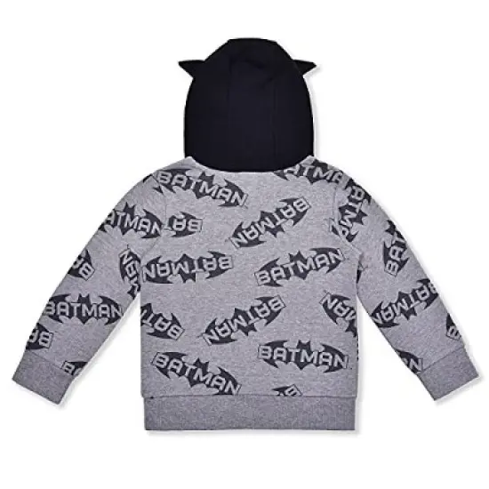 Warner Bros Boy's Batman Allover Print Pullover Hoodie with 3D Ears for toddler image {1}