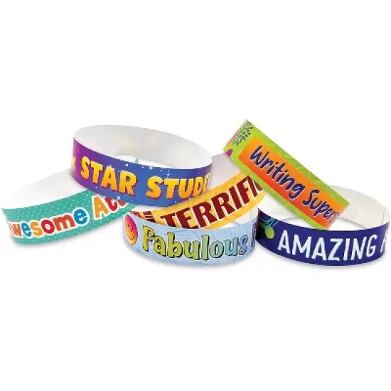 Teacher Created Resources&reg; Positive Reinforcement Brag Bracelets, 10 Designs, Pack of 100 image {1}