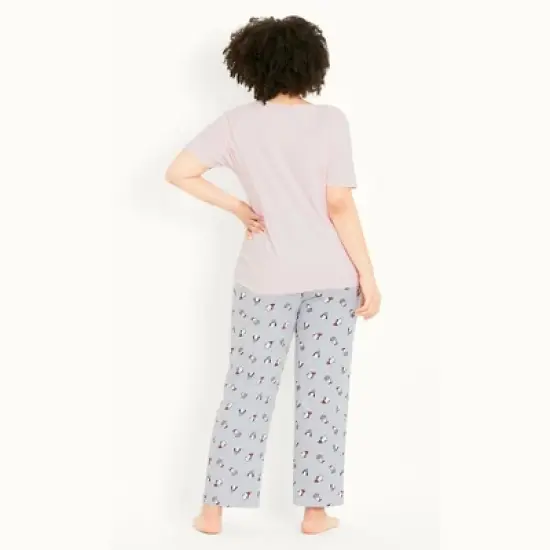 Women's Plus Size Penguin Sleep Set - pink | EVANS image {3}