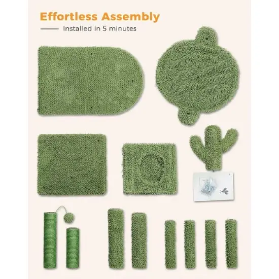 QuestaPack Cactus Cat Tree 40" Cat Tower with Large Metal Carpet Hammock image {5}