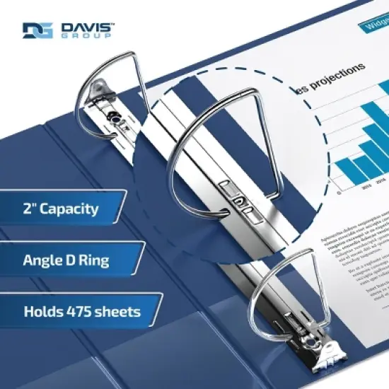 Davis Group 6pk 2" Premium Economy Round Ring Binders Royal Blue: 2 Inch D-Ring, Hard Cover, 475 Sheet Capacity, 2 Pockets image {2}