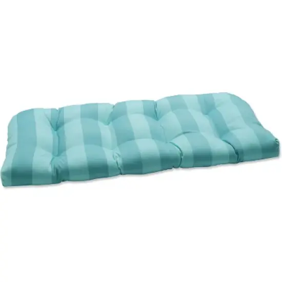 Outdoor/Indoor Wicker Loveseat Cushion Blue - Pillow Perfect image {7}