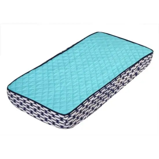 Bacati - Liam Solid Aqua/Navy Quilted Changing Pad Cover image {7}