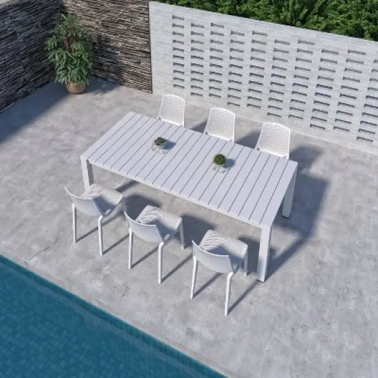Amazonia Leblon 7pc Aluminum Rectangular Patio Dining Set White image {2}