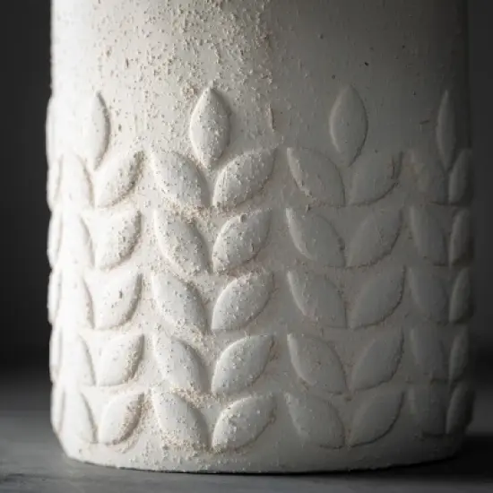 8.25"H Sullivans Modern Cement Leaf Tall Cream Pot, Cream image {1}