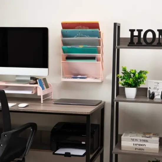 Mind Reader 5-Tier Vertical File Storage Plastic Pink image {1}