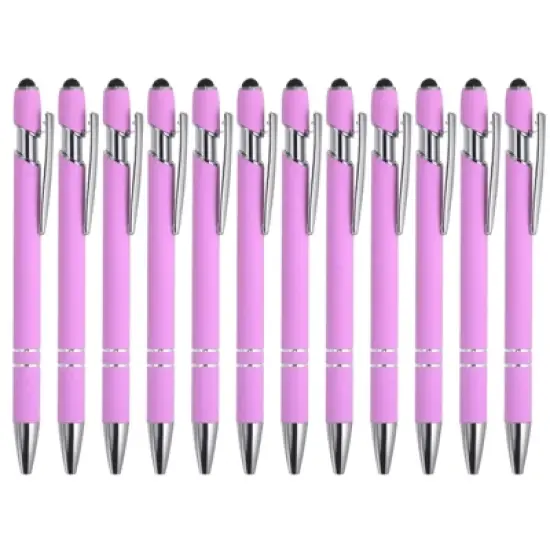 Unique Bargains Metal Black Ink Medium Point 2 in 1 Ballpoint Pen with Screen Touching Tip Style 1 12 Pcs image {12}