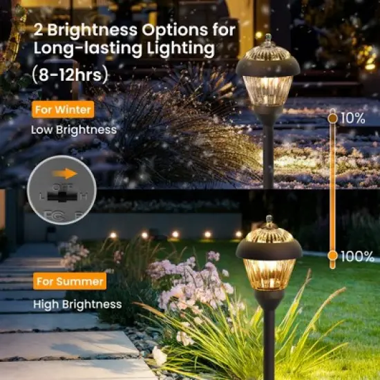Gigalumi 4-Pack Bronze Metal Solar Pathway Lights, Waterproof Outdoor Garden Lights with Warm White LED Bulbs image {4}
