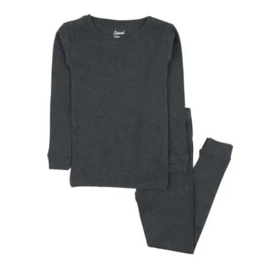 Leveret Kids Two Piece Long Sleeve Cotton Solid Neutral Color Pajamas image {7}