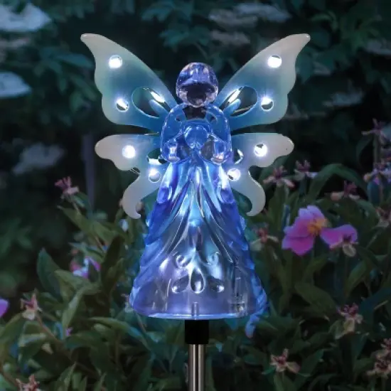 33.85" Acrylic Solar Angel Stake Blue - Exhart image {1}