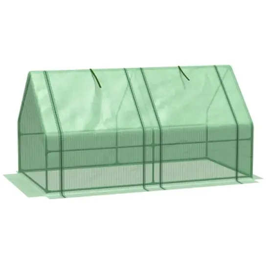 Outsunny Mini Greenhouse Portable Hot House with Large Zipper Doors & Water/UV PE Cover for Outdoor and Garden image {3}