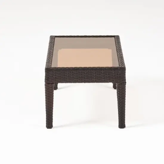 Christopher Knight Home Antibes 2 Piece Outdoor Wicker Loveseat and Coffee Table Set with Cushions image {9}