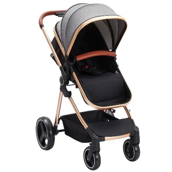 Garvee 2-in-1 Convertible Baby Stroller with Bassinet Mode - Foldable Infant Stroller to Explore More- Toddler Stroller with Reversible Stroller Seat image {8}