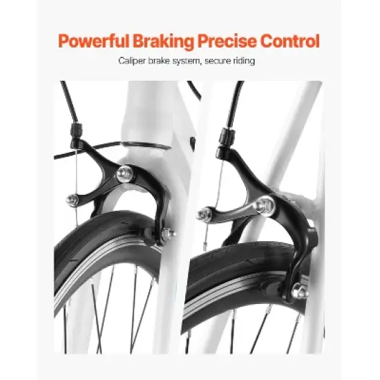 VEVOR Road Bike, 700C Wheels Racing Bike, SHIMANO 21 Speeds Drivetrain City Commuter Road Bicycle with Carbon Steel Frame, White image {4}