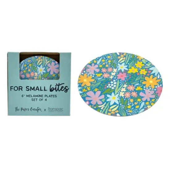 Transpac Melamine Floral App Plates Set of 4 Home Decorations Spring image {1}