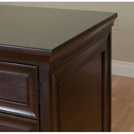 Executive Wood File with Locking Legal/Letter File Drawer Brown - Martin Furniture image {3}