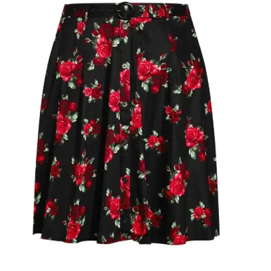 Women's Plus Size Vintage Rose Skirt - black | CITY CHIC image {2}