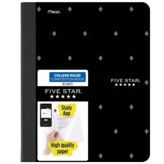Five Star Fashion Comp Book 80ct Black with White Dot, School Supplies image {7}