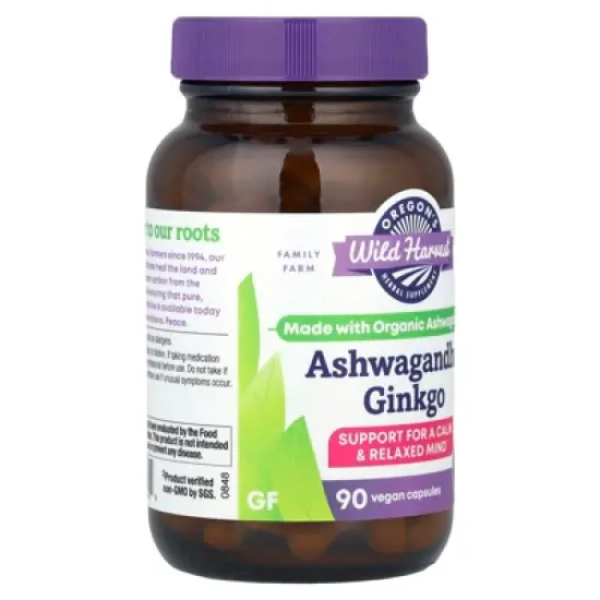Oregon's Wild Harvest Ashwagandha Ginkgo, 90 Vegan Capsules image {3}