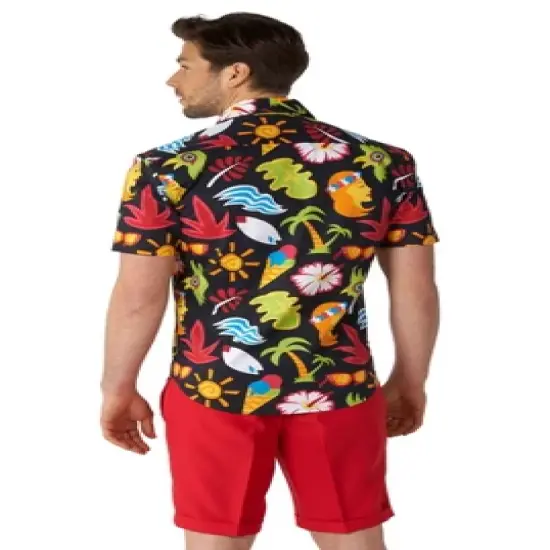 OppoSuits Men's Shirt - Short Sleeve Shirt Tropical Thunder - Black image {1}