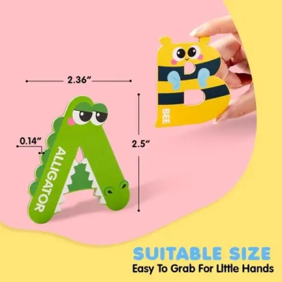 Joyfy Wooden Magnetic Letters, 26 Alphabet Fridge Magnets for Toddlers & Kids, Animal Educational Toys, Preschool ABC Spelling Learning Toys for Kids image {3}