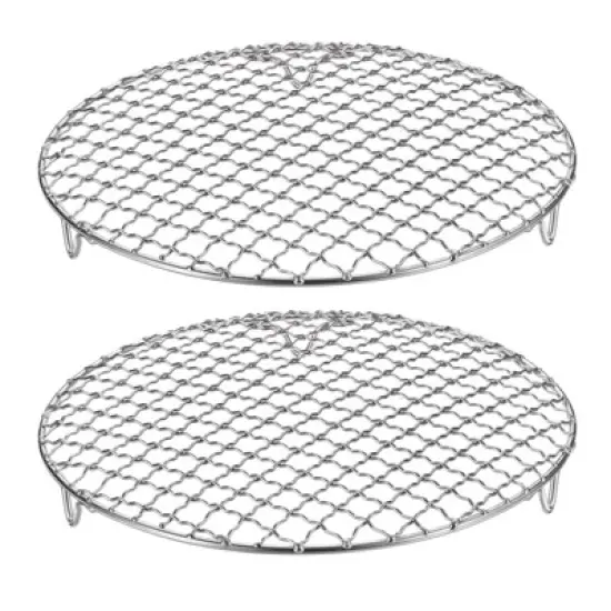 Unique Bargains Stainless Steel Round Cross Wire Barbecue Grill with Legs image {44}