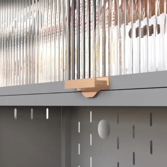 ZACHVO 6-Tier Metal Kitchen Pantry Cabinet with 2 Acrylic Glass Flip-Up Doors &ndash; Versatile Storage for Home Office, Dining Room, Bathroom,Black image {2}