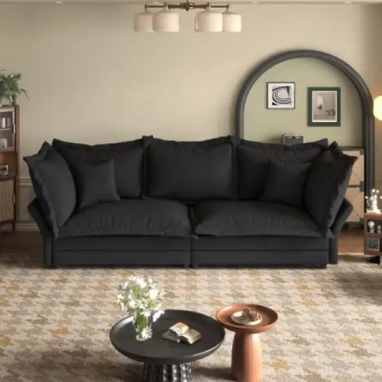 CAVINAS Modern Upholstered Loveseat Sofa, Deep Seat Couches with Multiple Large Soft Pillows, Convertible Deep Seat Chaise Longue, Cloud Couch Sofa image {10}