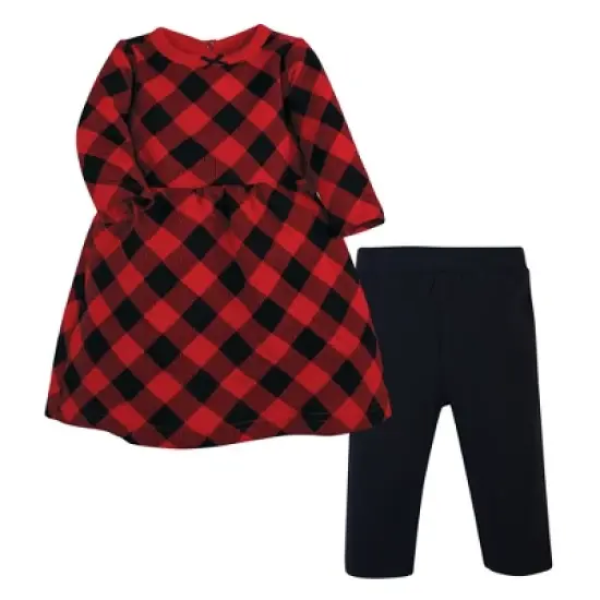 Hudson Baby Toddler Girl Quilted Cotton Dress and Leggings, Buffalo Plaid image {4}
