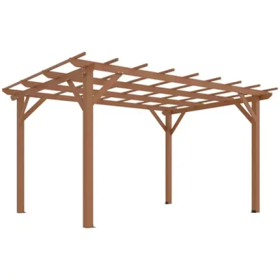 Outsunny 10' x 13' Outdoor Pergola, Wood Gazebo Grape Trellis with Stable Structure for Climbing Plant Support, Dark Brown image {6}