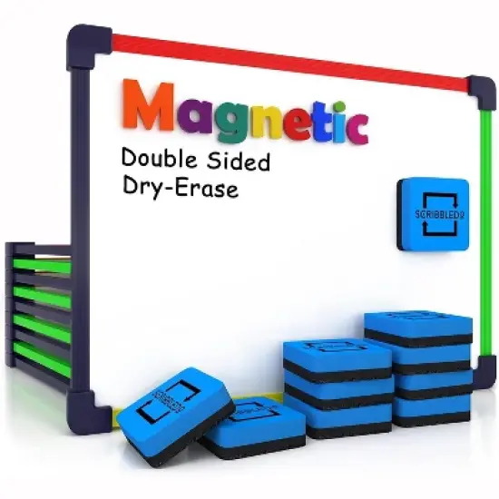 SCRIBBLEDO Magnetic Dry Erase Board 9"x12" Whiteboard 10-Pack with Erasers Small Portable Classroom & Office White Boards image {7}