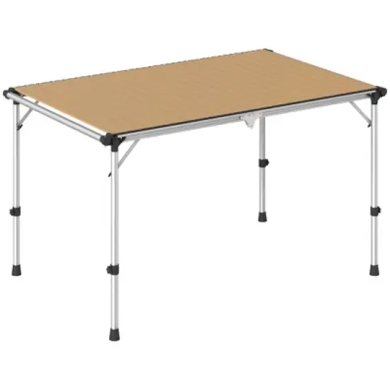 Outsunny Folding Table, Adjustable Height Aluminum Table, Portable Camping Table for Picnic, Beach, BBQ image {6}