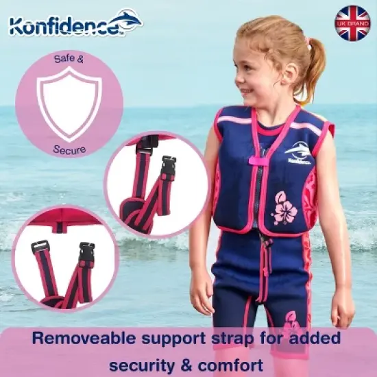 Konfidence Learn to Swim Buoyancy Jacket with Removable Support Strap in Ladybird image {2}