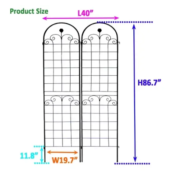 2 Pack Metal Garden Trellis, Rose Climbing Trellis 86'' X 40'' Rustproof Plant Support Rose Trellis Netting Trellis, Flower Trellis-Cuddlewood image {3}