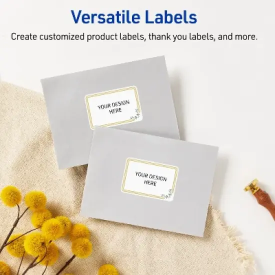 Avery 2" x 4" Labels, Gold Double Border with Florals, 100 ct image {5}