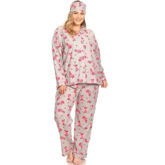 Women's Plus Size Three-Piece Pajama Set - White Mark image {8}