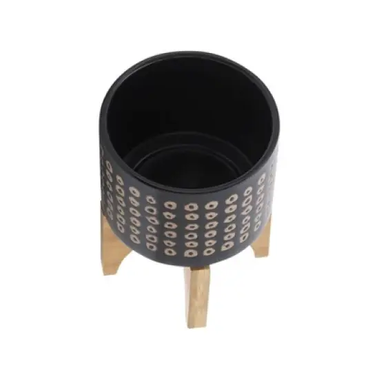 5.25" Ceramic Planter on Stand Brown - Sagebrook Home image {3}