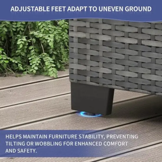 7-Piece Outdoor Patio Furniture Set with Glass Top Coffee Table, PE Rattan Wicker Sectional Modular Conversation Sofa Set w/ Cushions for Patio image {4}