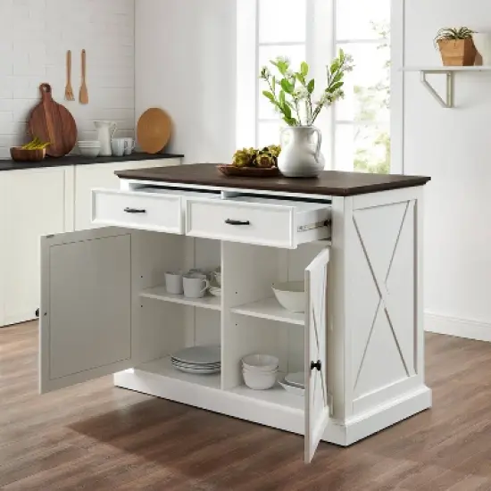 Clifton Kitchen Island Distressed White/Brown - Crosley image {3}